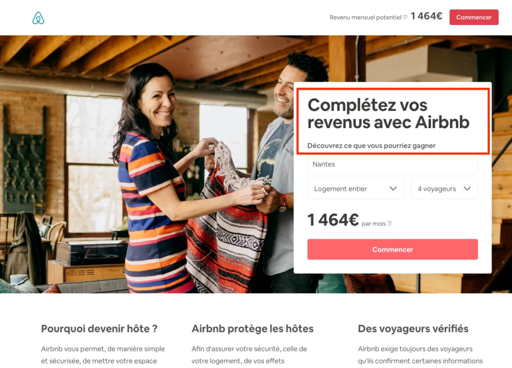 landing page airbnb, créer une landing page